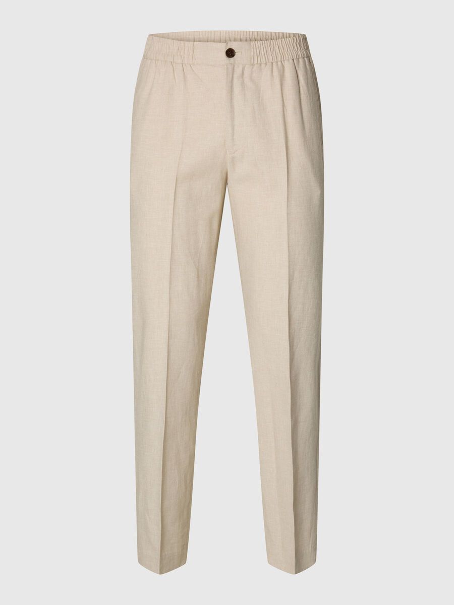 Selected LINNENMIX PANTALON, Oatmeal, highres - 16093871_Oatmeal_001.jpg