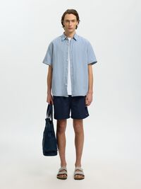REGULAR FIT LINEN-BLEND SHIRT, Dusty Blue, highres