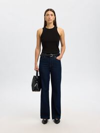 RIBBED TANK TOP, Black, highres