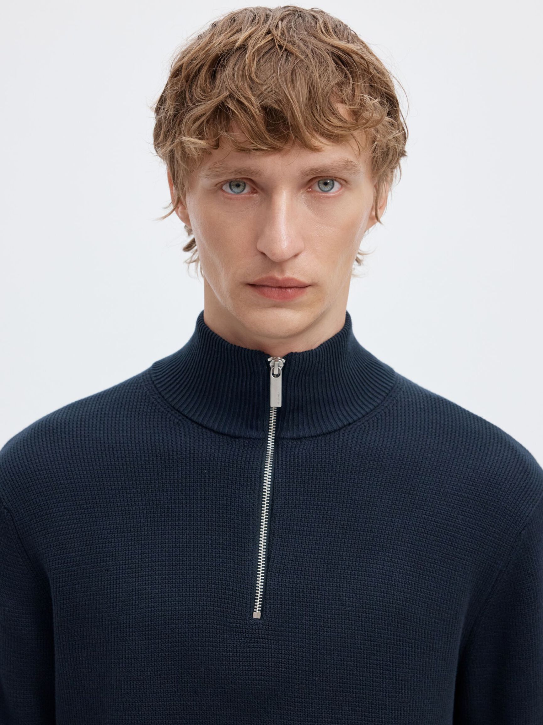 HALVE RITSSLUITING SWEATER, Sky Captain, highres
