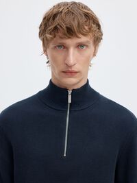 HALVE RITSSLUITING SWEATER, Sky Captain, highres