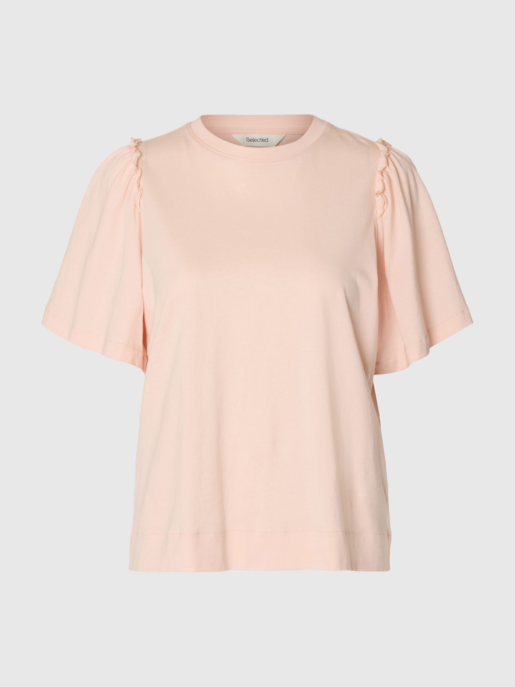 RUFFLED COTTON T-SHIRT, Pale Dogwood, highres