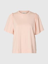 RUFFLED COTTON T-SHIRT, Pale Dogwood, highres