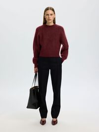 MOHAIR BLEND KNITTED JUMPER, Tawny Port, highres