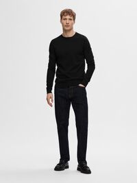 LONG-SLEEVED KNITTED JUMPER, Black, highres