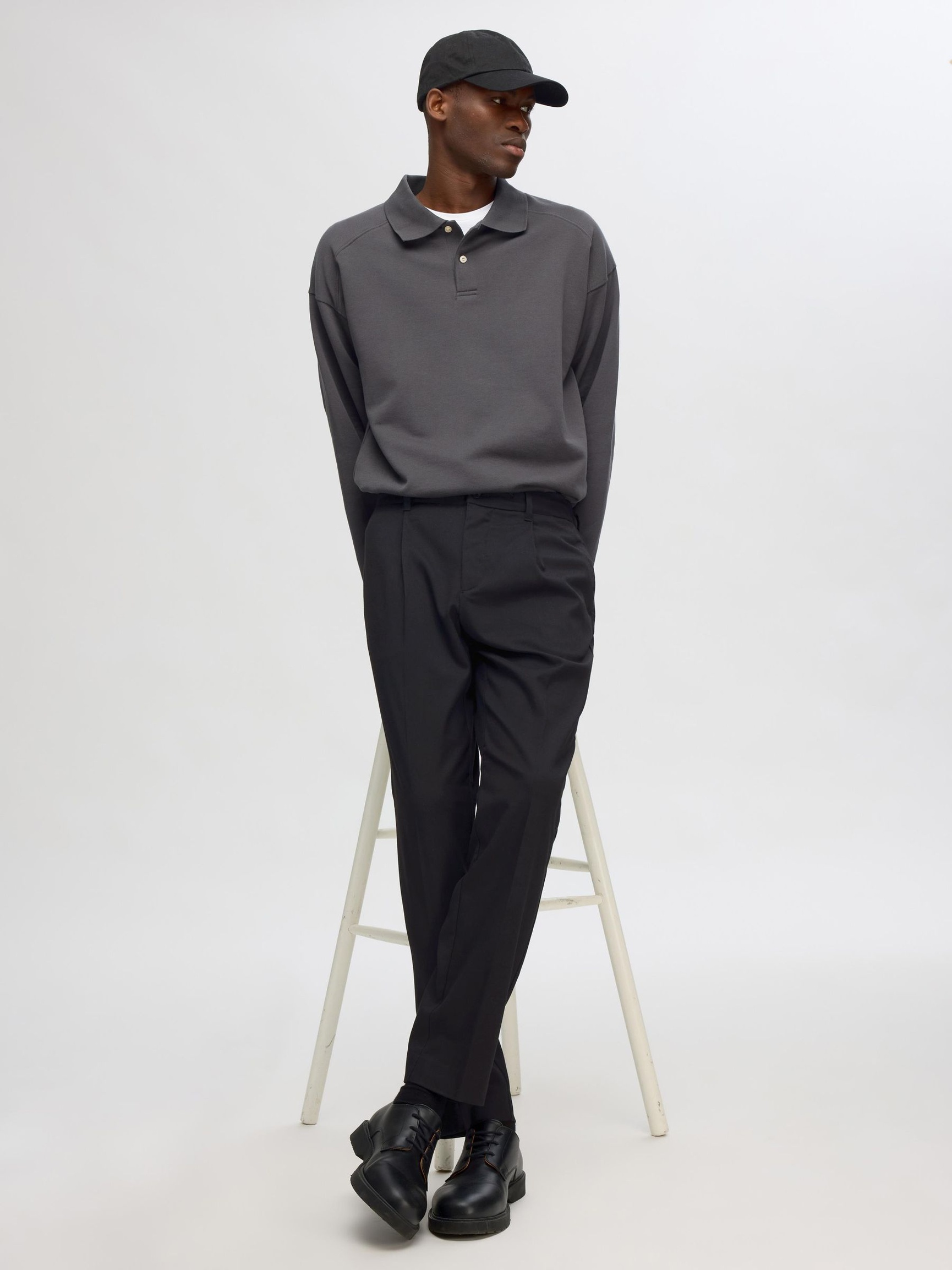 VISKOSEBLANDING PLISSERT BUKSER, Black, highres