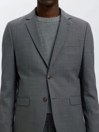 WOOL BLEND BLAZER, Dark Grey, highres