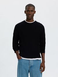 100% MERINOULD STRIKTRØJE, Black, highres