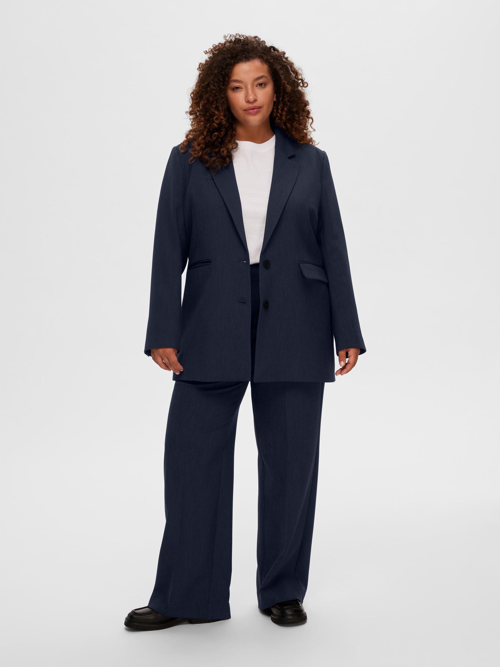 VISKOSEBLANDING OVERSIZED BLAZER, Dark Sapphire, highres