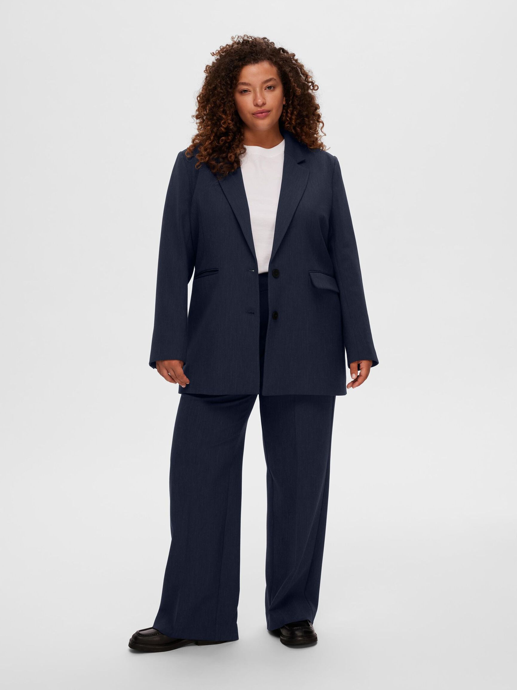 VISCOSE BLEND OVERSIZED BLAZER, Dark Sapphire, highres