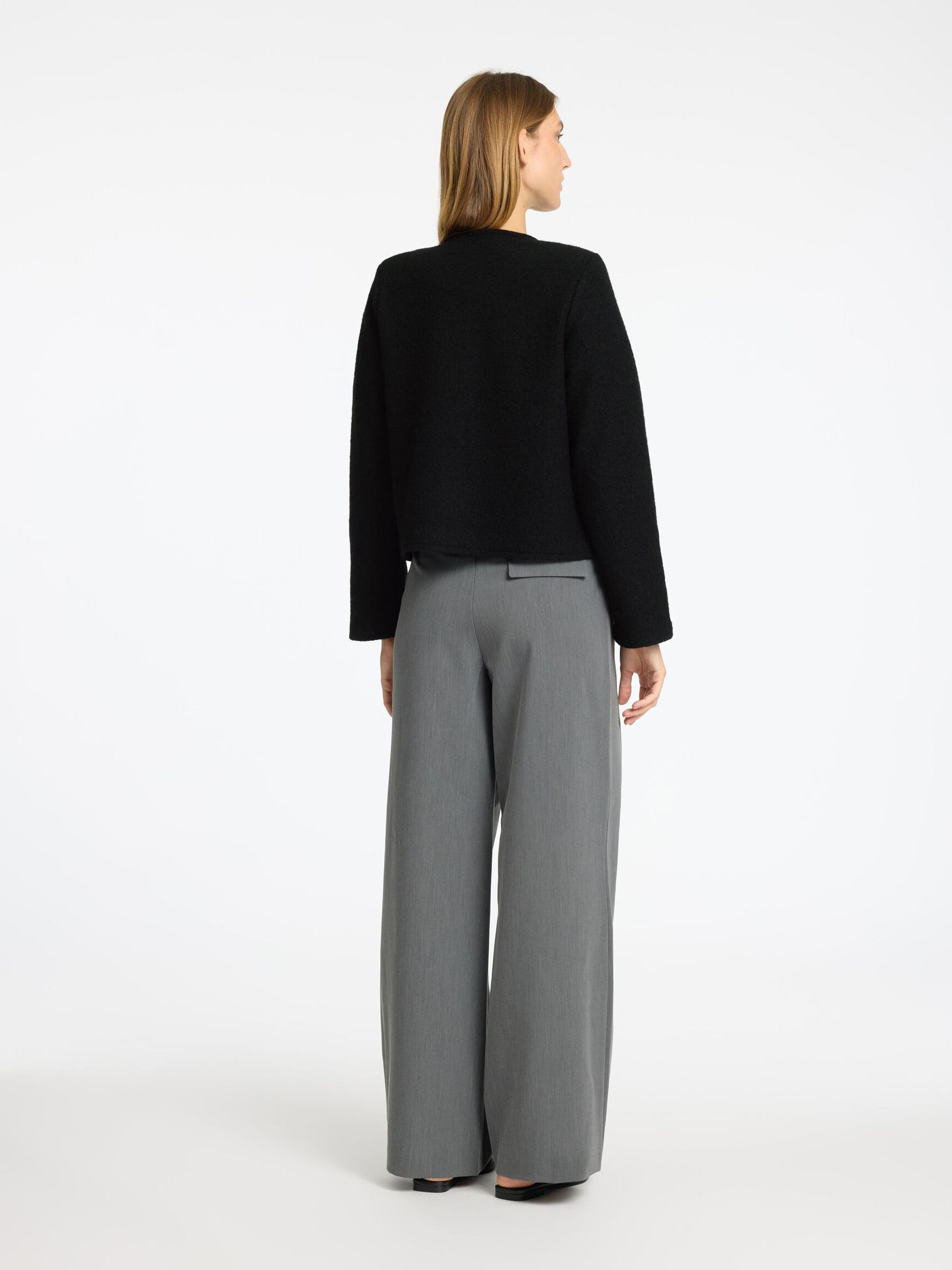 KARDIGAN Z DZIANINY, Black, highres