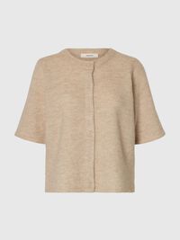 WOLLGEMISCH KURZARM STRICKJACKE, Birch, highres