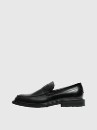 LEATHER LOAFERS, Black, highres