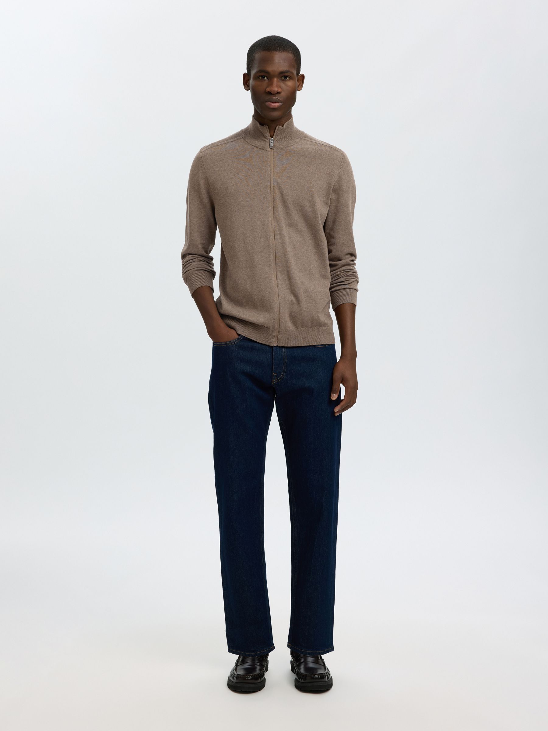 ZIP-UP CARDIGAN, Teak, highres