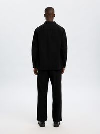 LINEN BLEND OVERSHIRT, Black, highres