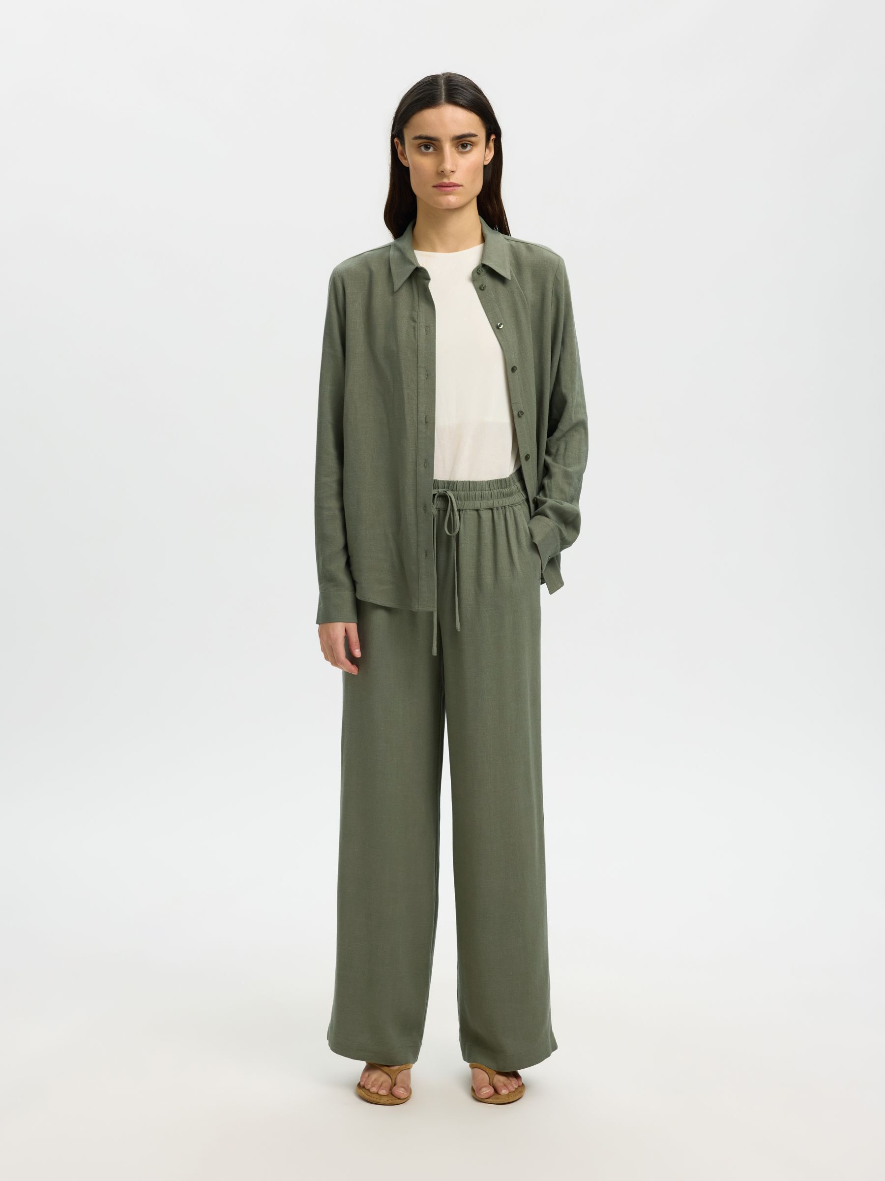 VISCOSE BLEND TROUSERS, Deep Lichen Green, highres