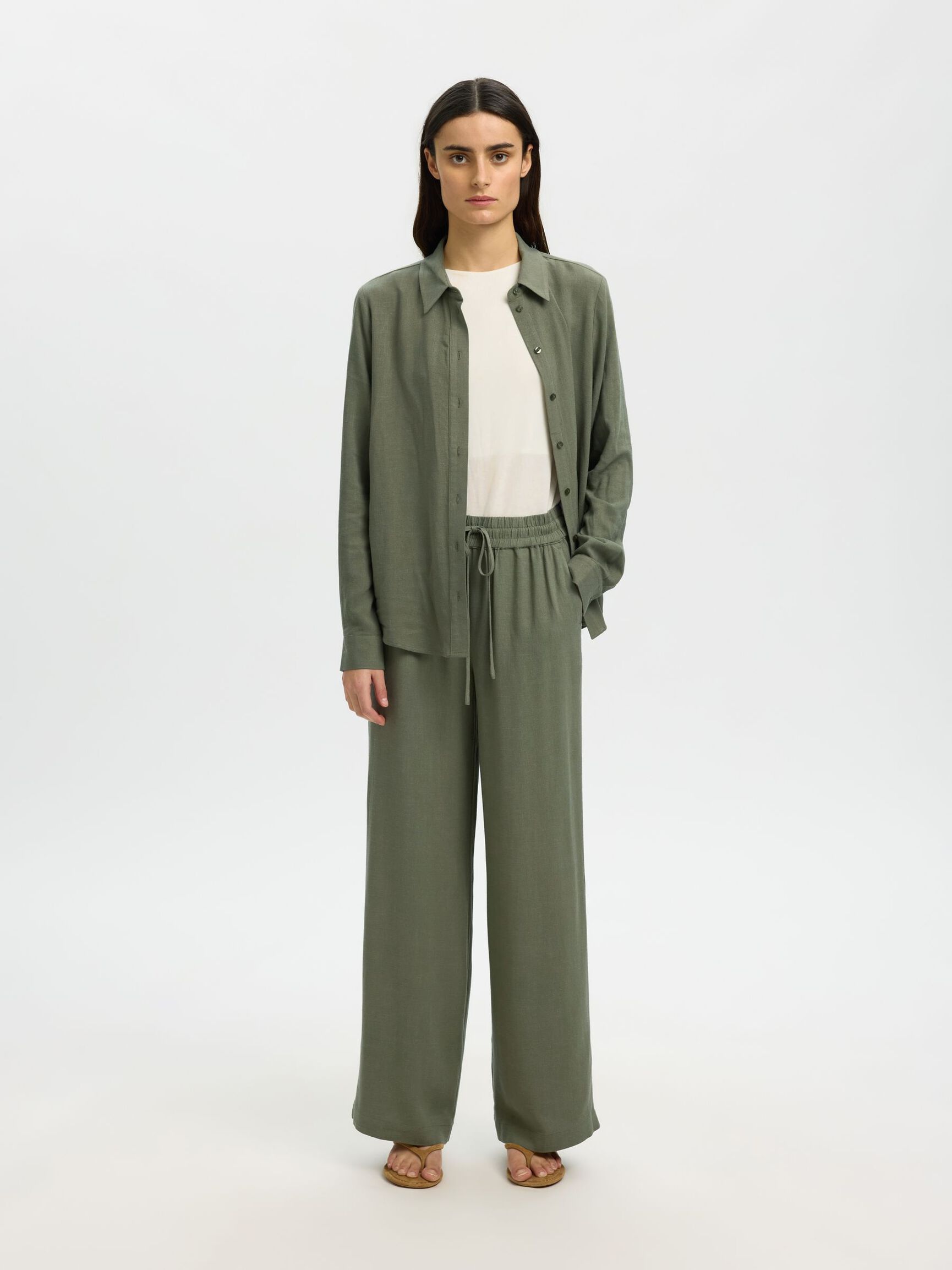 VISCOSE BLEND TROUSERS, Deep Lichen Green, highres