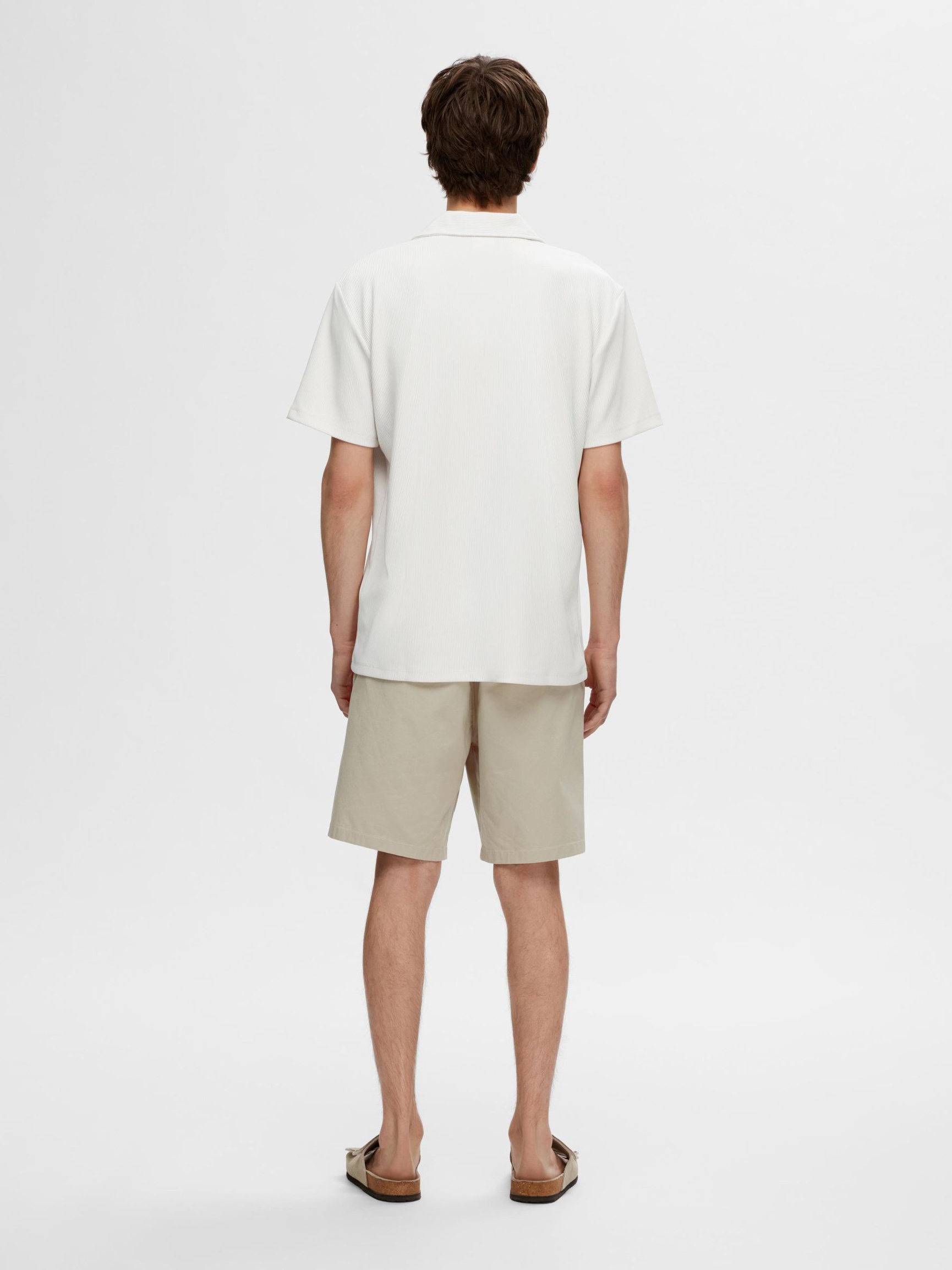 RIBBED CUBAN COLLAR SHORT SLEEVED SHIRT, Egret, highres
