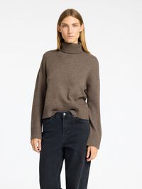 WOLLGEMISCH ROLLKRAGEN PULLOVER, Morel, highres