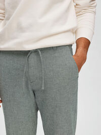 SLIM TAPERED LINEN BLEND TROUSERS, Sky Captain, highres