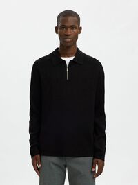 HALF-ZIP PULLOVER, Black, highres