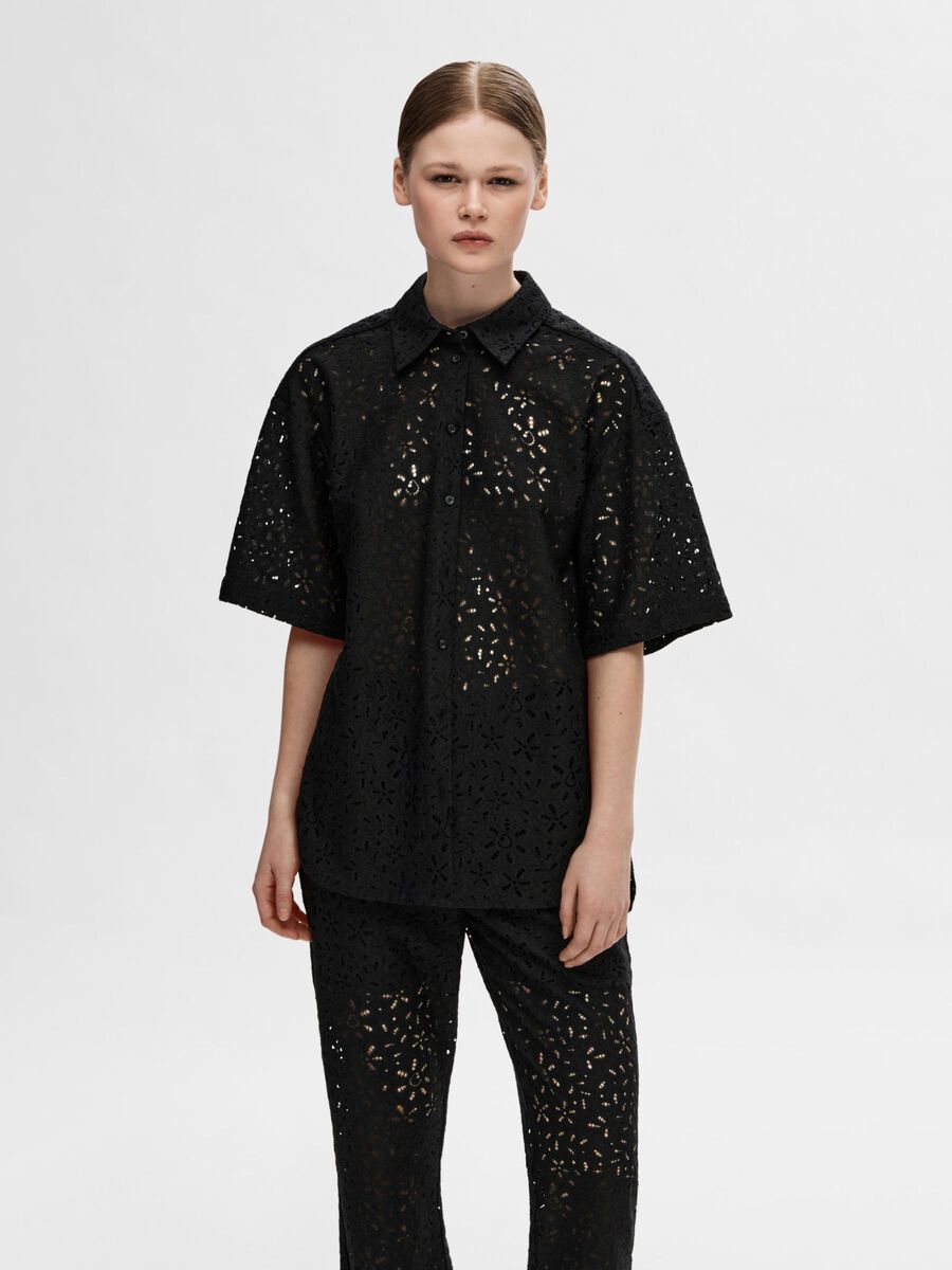 Selected OVERSIZED LACE SHIRT, Black, highres - 16093171_Black_003.jpg
