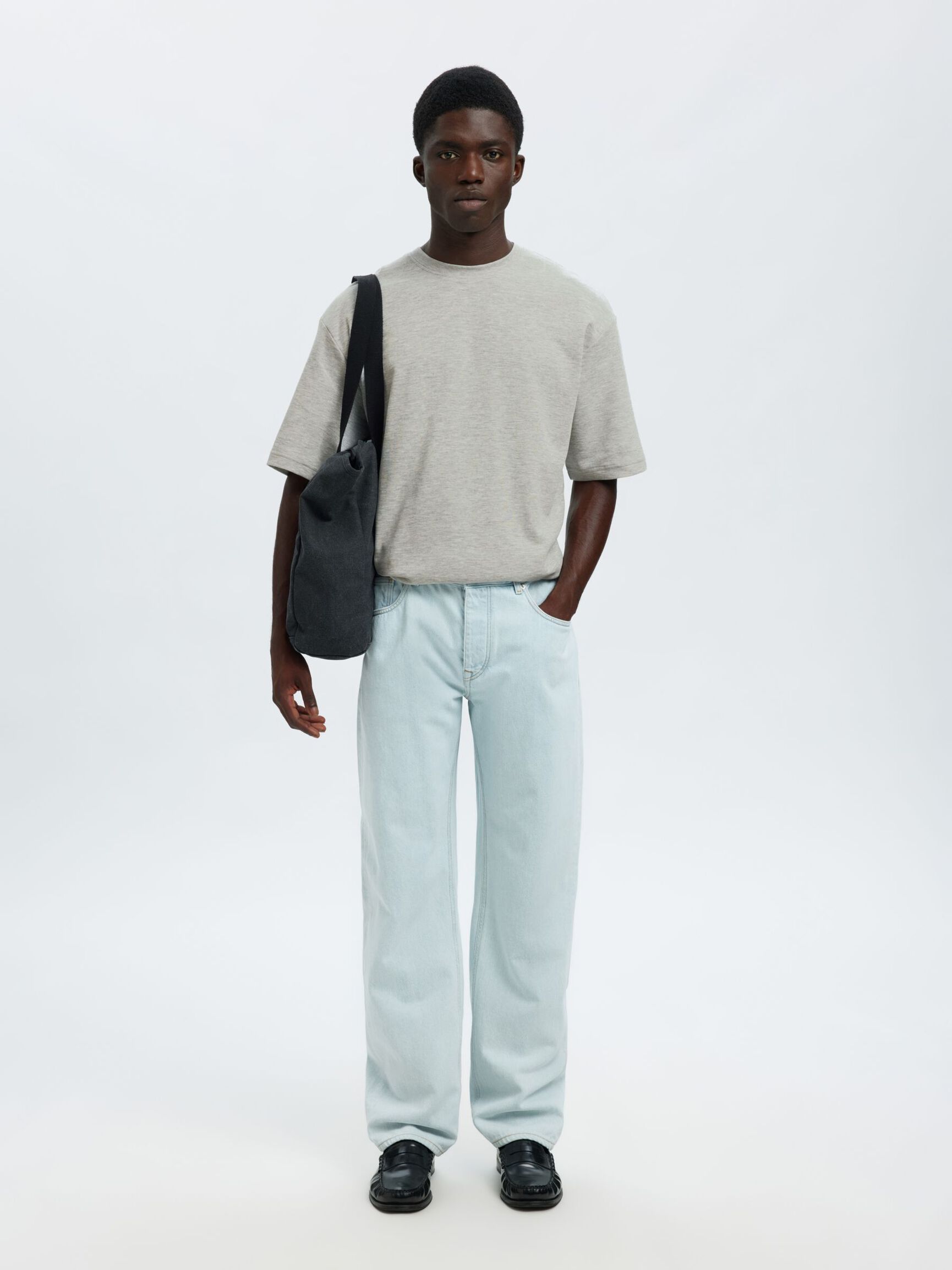 LOOSE FIT T-SHIRT, Light Grey Melange, highres