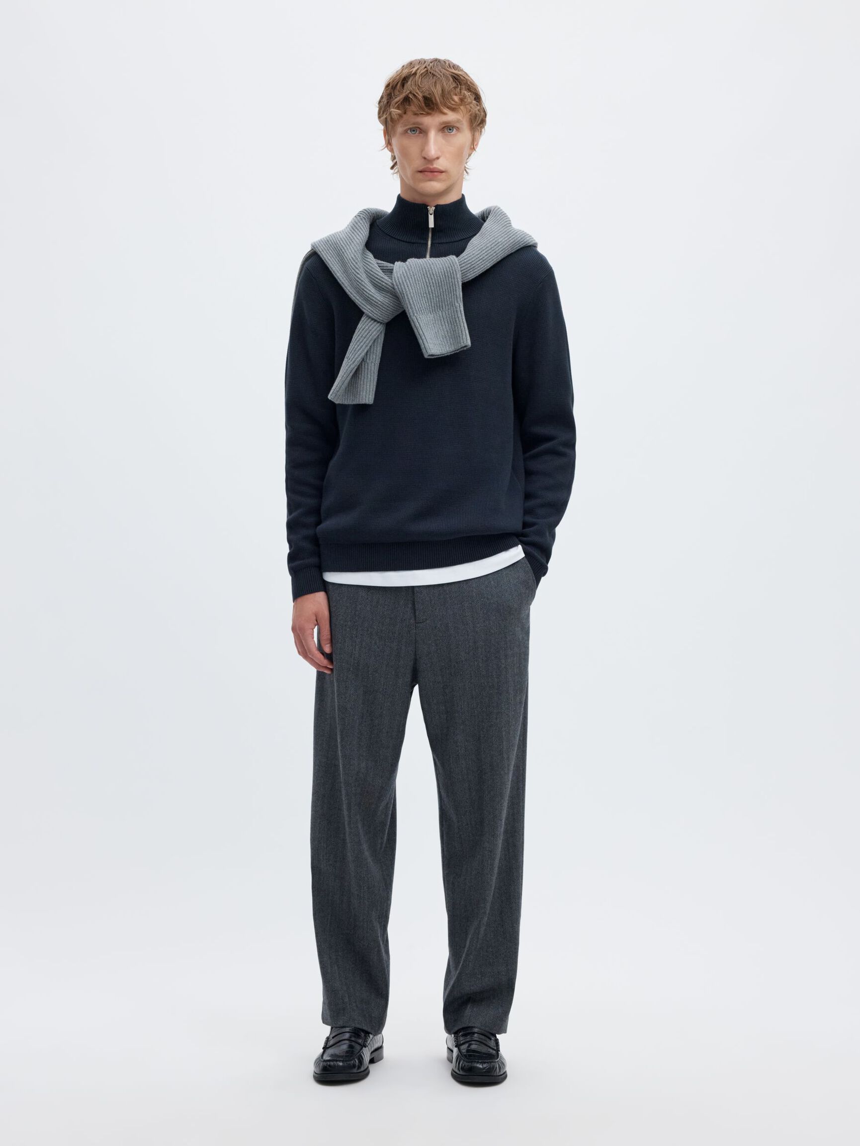 HALVE RITSSLUITING SWEATER, Sky Captain, highres