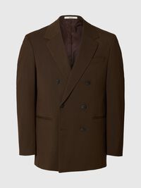 RELAXED FIT DOUBLE-BREASTED BLAZER, Demitasse, highres