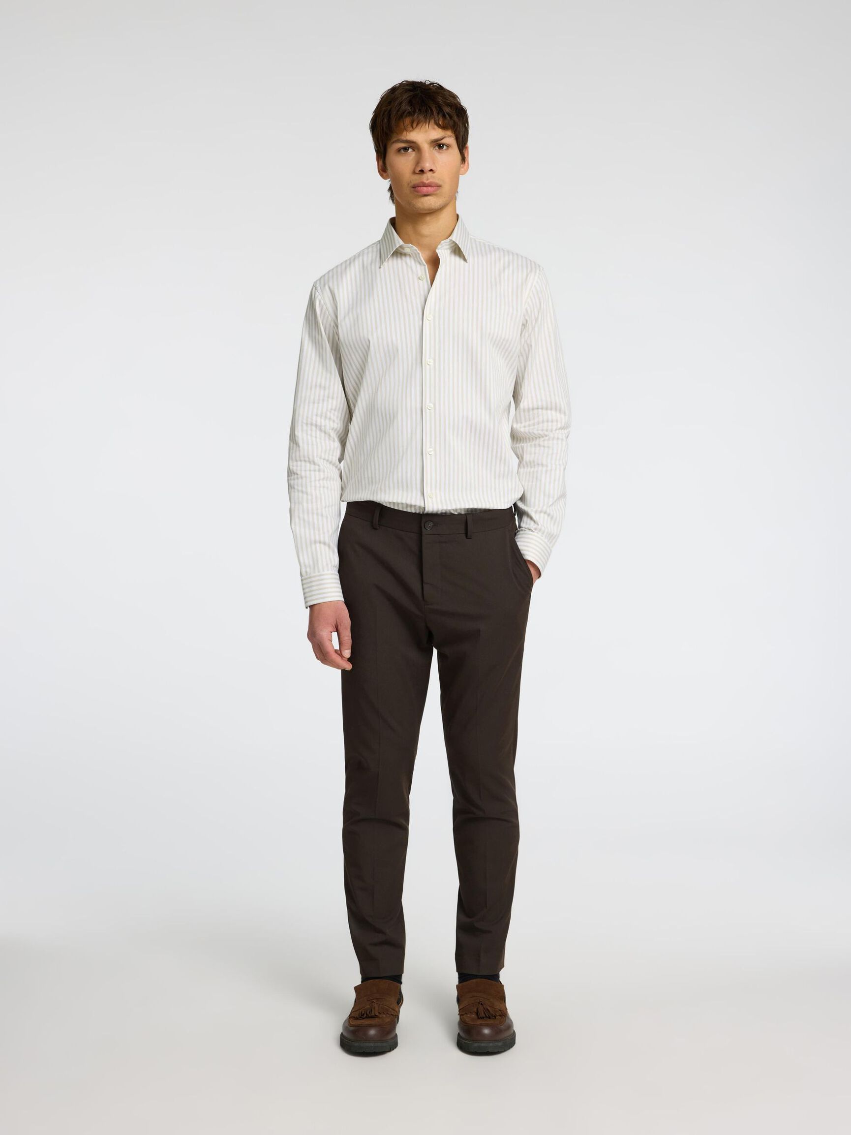 SLIM FIT HEMD, Sand, highres