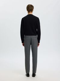 CHECKED WOOL BLEND TROUSERS, Dark Grey Melange, highres