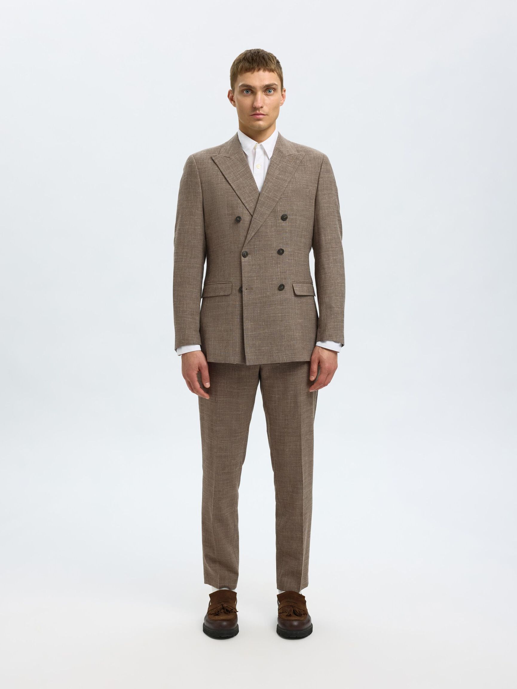 SLIM FIT ZWEIREIHIGER BLAZER, Dark Sand Melange, highres