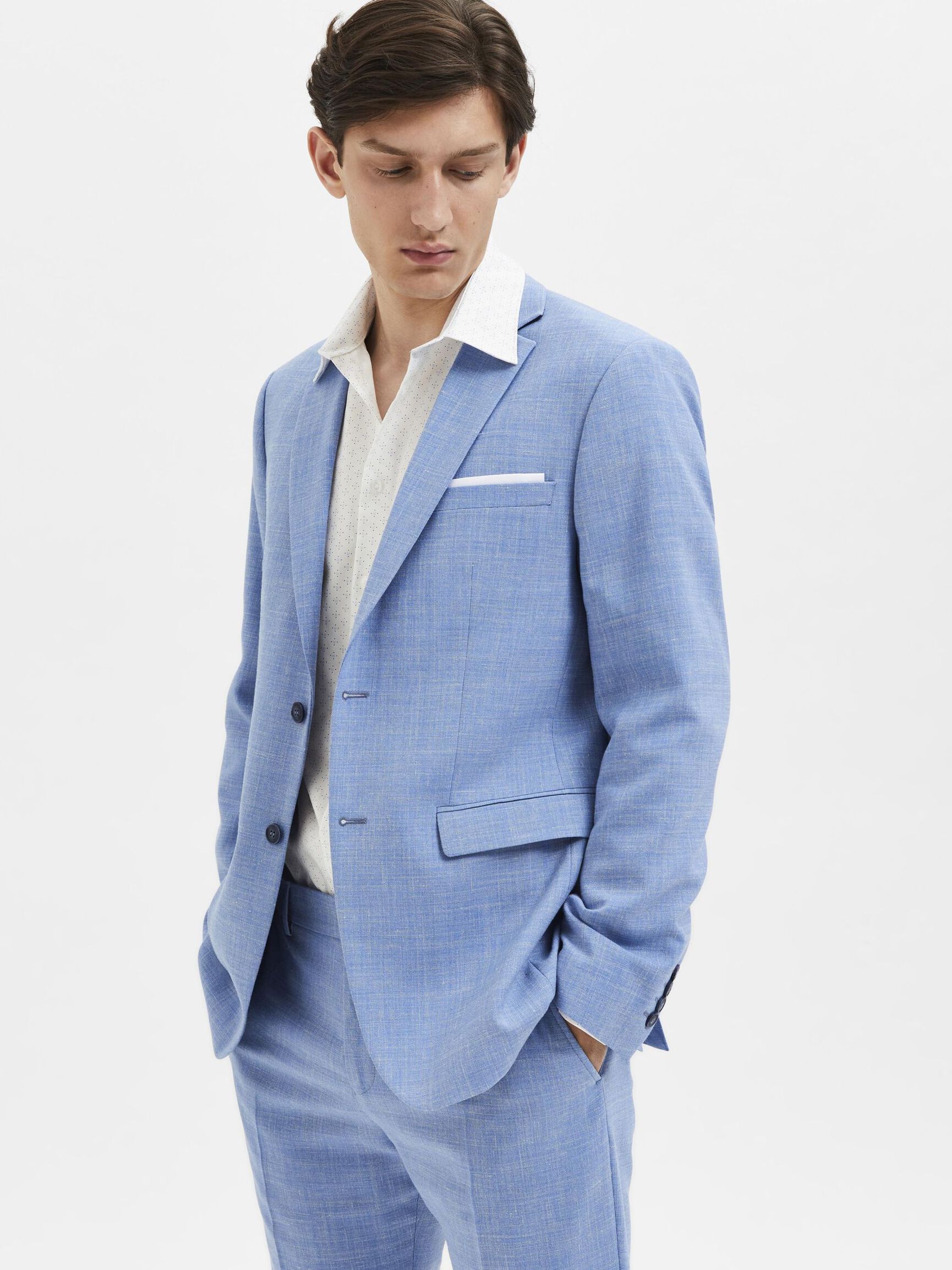 SLIM FIT SINGLE-BREASTED BLAZER, Light Blue, highres
