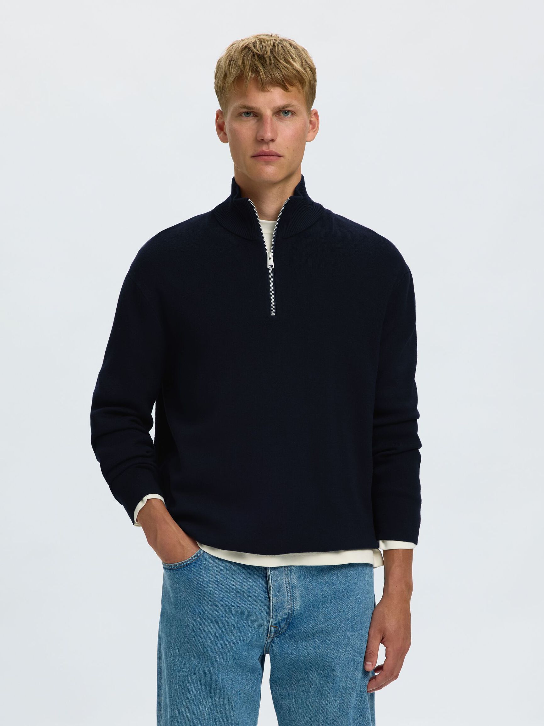 HALF ZIP PULLOVER, Sky Captain, highres