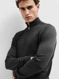 HALF-ZIP KNITTED JUMPER, Antracit, highres