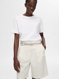 HIGH WAISTED CHINO SHORTS, Birch, highres