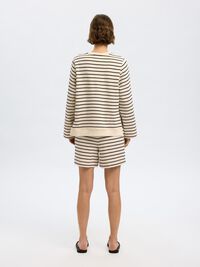 GESTREEPT KATOEN SWEATSHIRT, Black, highres
