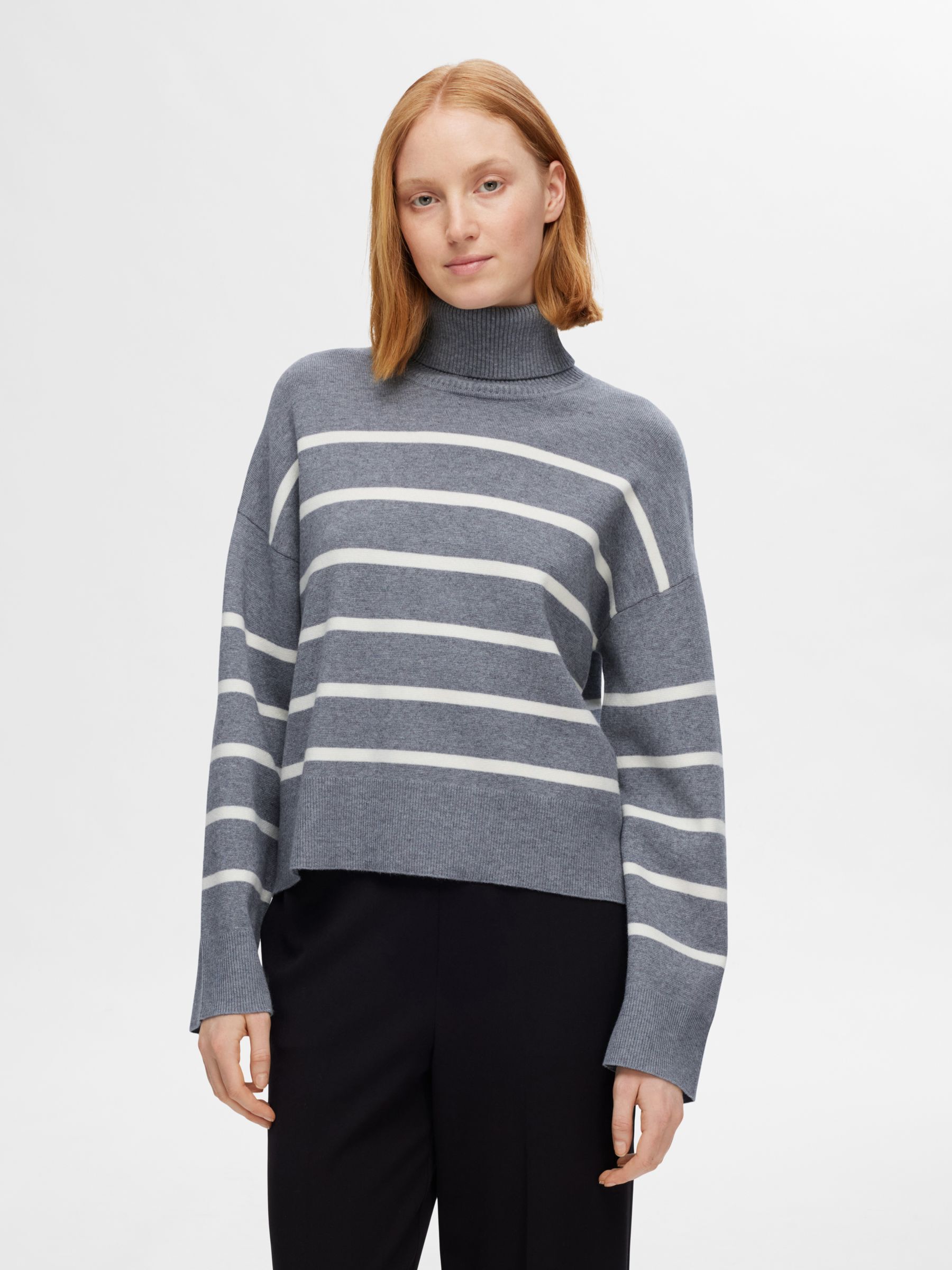 VISCOSE MÉLANGÉE PULL EN MAILLE, Medium Grey Melange, highres