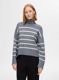 VISCOSE MÉLANGÉE PULL EN MAILLE, Medium Grey Melange, highres