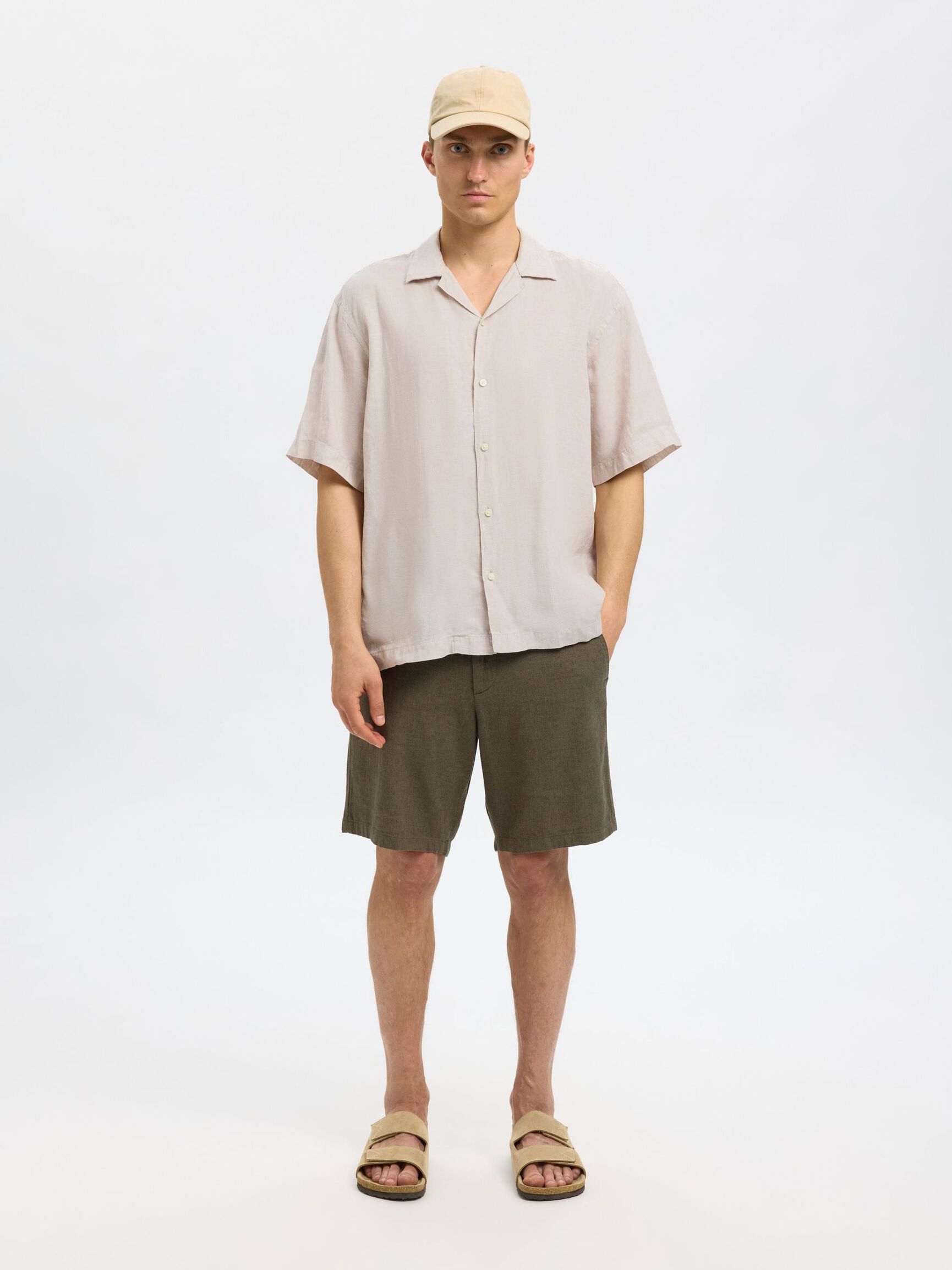 100% LINEN SHORT SLEEVED SHIRT, Pure Cashmere, highres
