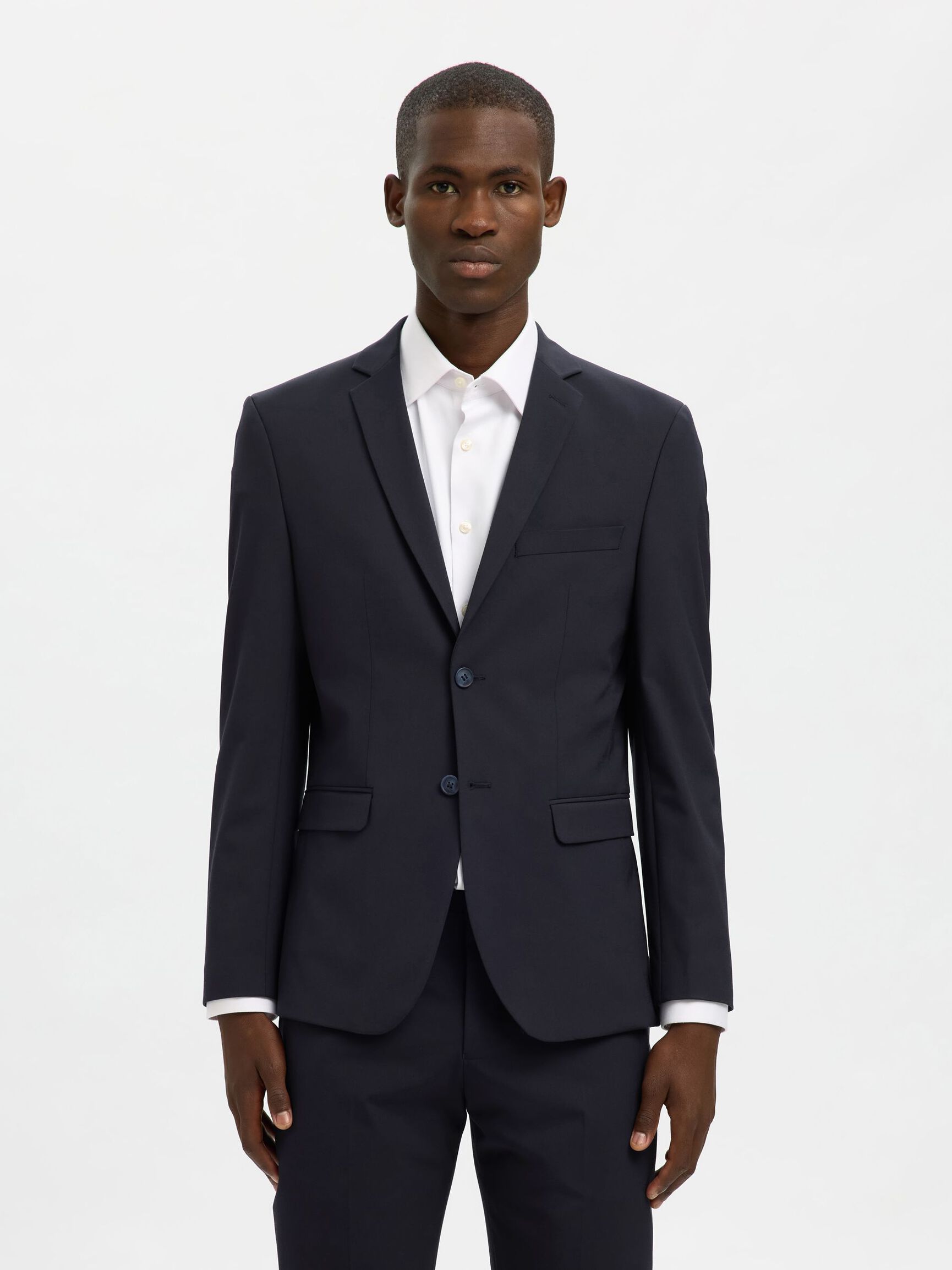 VISCOSE BLEND SLIM FIT BLAZER, Navy Blazer, highres