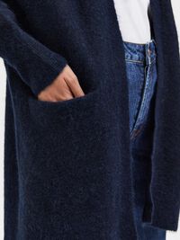 LONG KNITTED CARDIGAN, Dark Sapphire, highres