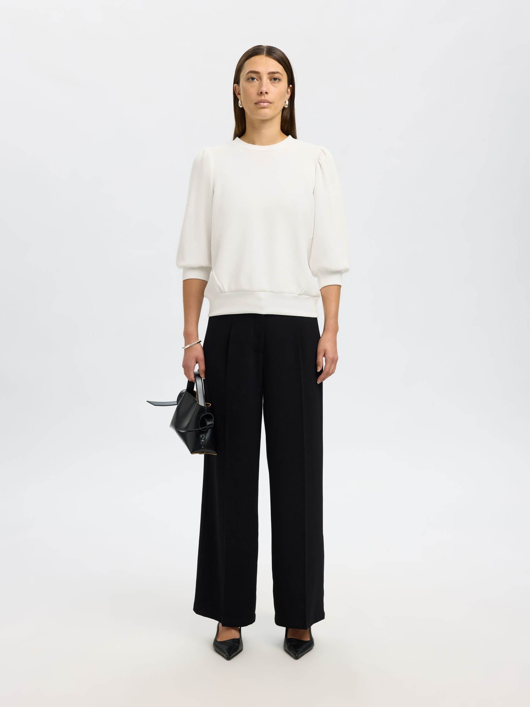 PUFF SLEEVE SWEATSHIRT, Snow White, highres