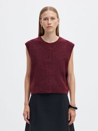 WOOL BLEND  KNITTED VEST, Tawny Port, highres