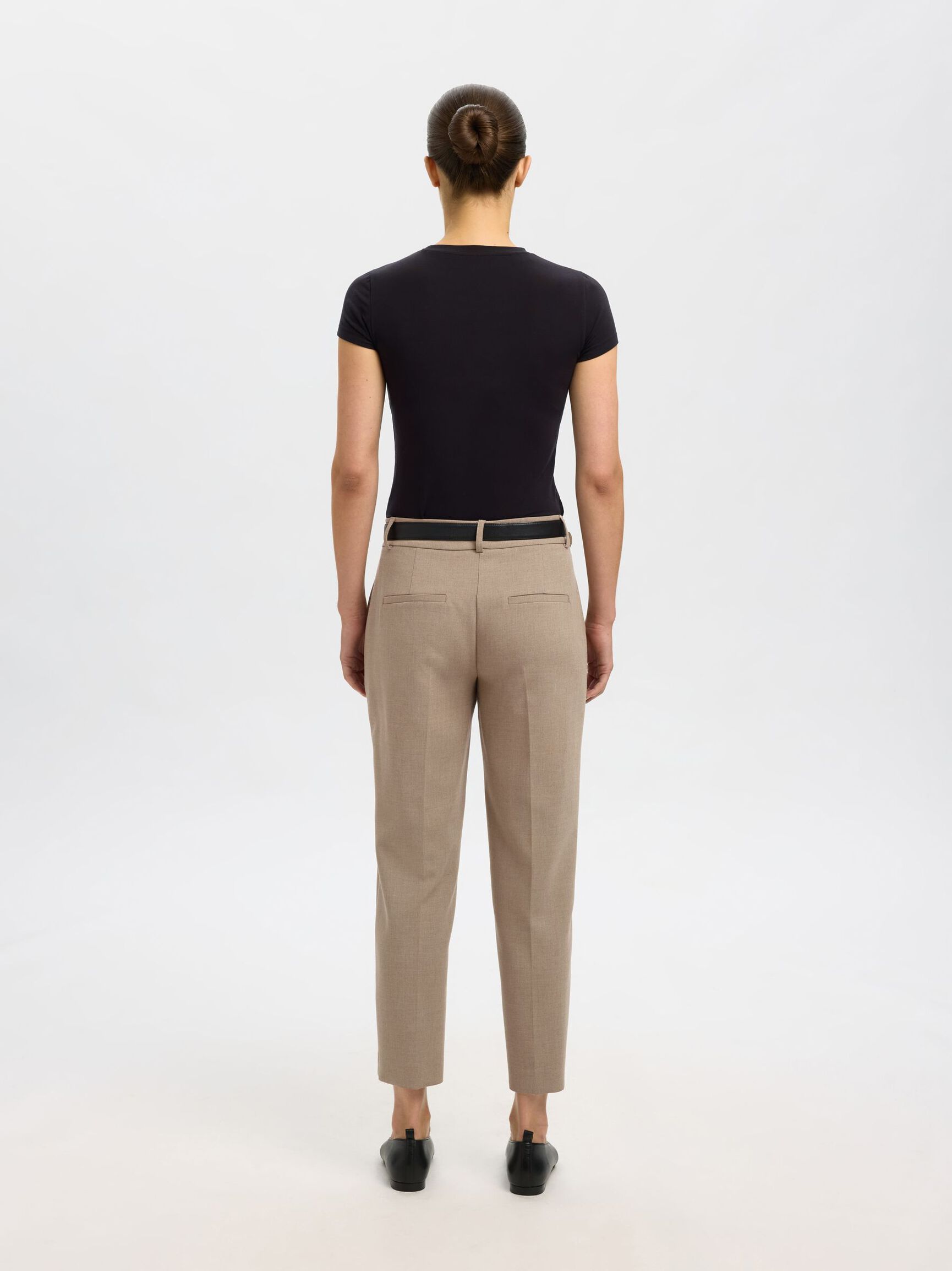 VISCOSE BLEND CROPPED TROUSERS, Camel, highres