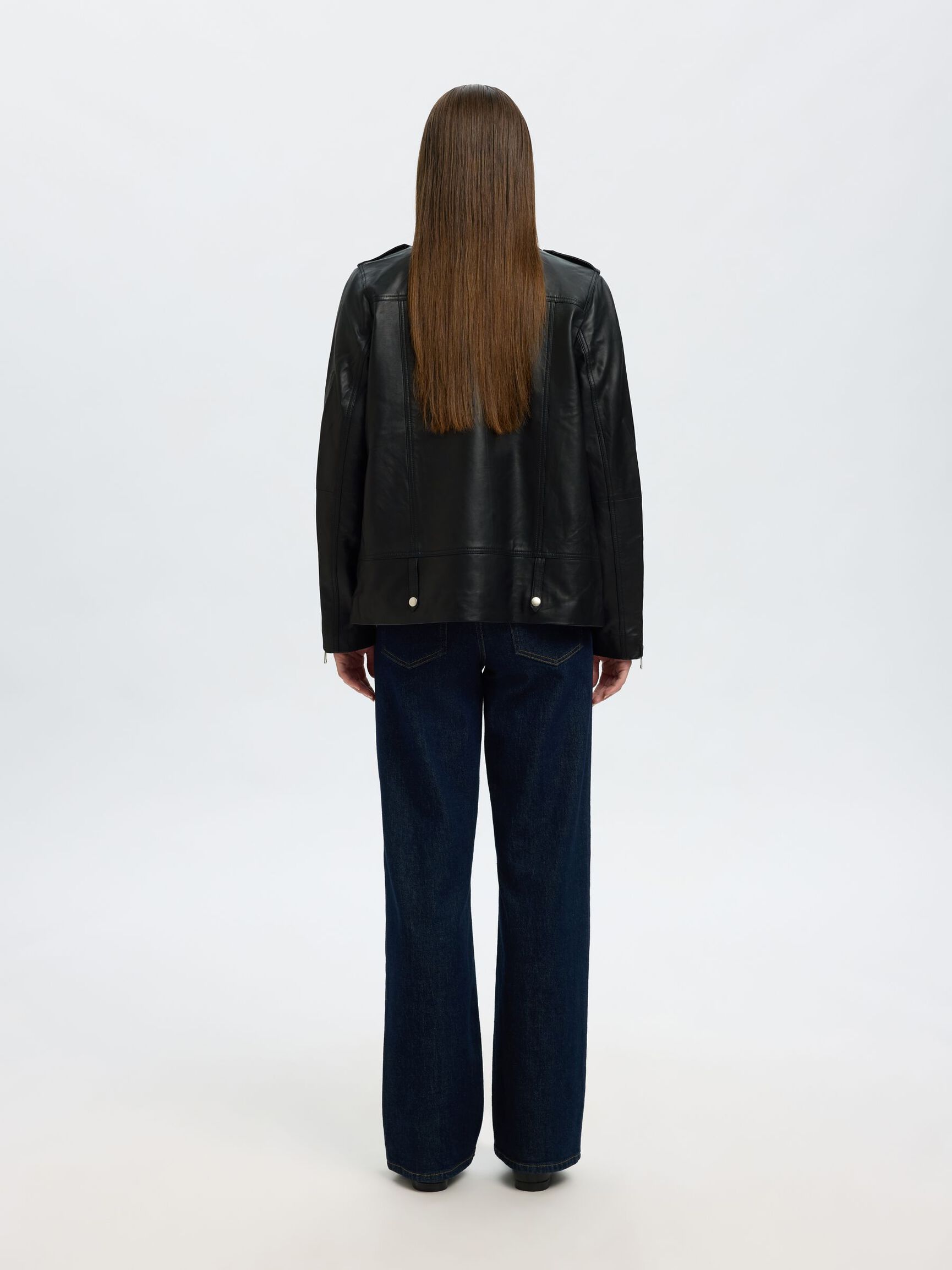 OVERSIZED LEATHER JACKET, Black, highres