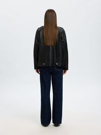 OVERSIZED LEATHER JACKET, Black, highres