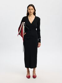 VISCOSE BLEND MIDI SKIRT, Black, highres
