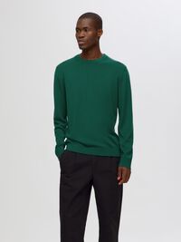 100% MERINO WOOL CREWNECK JUMPER, Rain Forest, highres