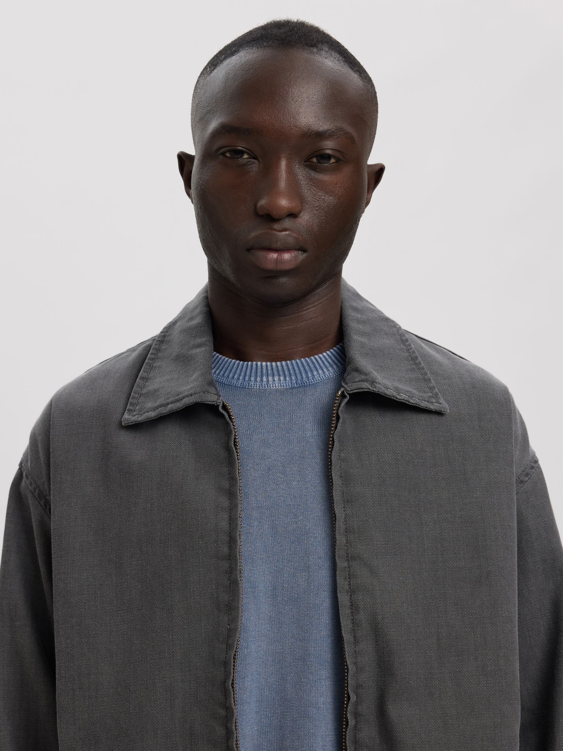 SELVEDGE DENIM JACKET, Light Grey Denim, highres